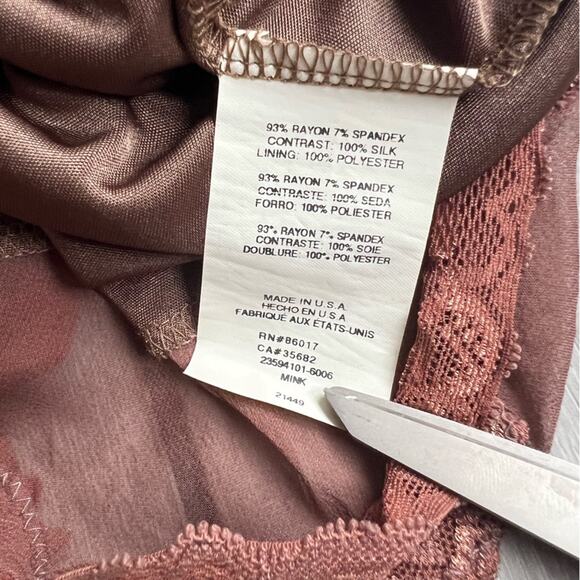 bebe y2k 2000s lace silk trim layered mini skirt stretch mink brown medium - Picture 7 of 7